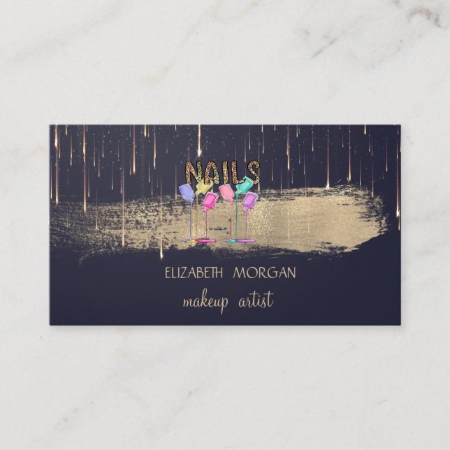 Cartão De Visita Pincel de Pincel Ouro Elegante Pincel Pincel Pince (Frente)