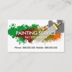 Cartão De Visita Pincel de Rolo de Tinta Spritz Pintura