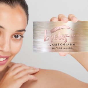 Cartão De Visita Pincel de Rosa da Mídia Social Microblade do Logo