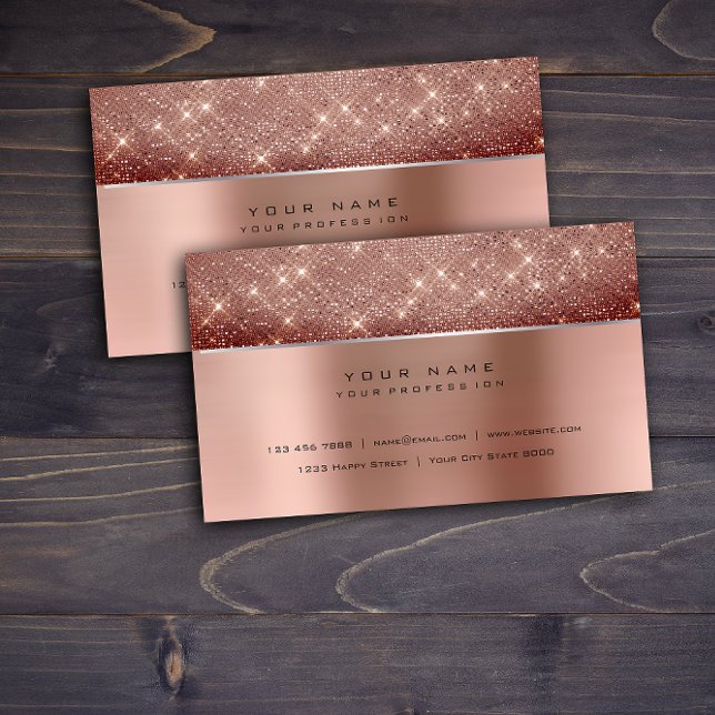Cartão De Visita Pincel-marfim Prata-Cobre-Aço Lata-Lábio VIP (Ivory Brush Pearly Copper Steel Silver Glitter VIP Business Card)