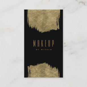 Cartão De Visita Pincel Moderno Glamour Preto e Dourado Glam Chic