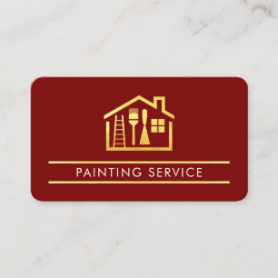 Cartão De Visita Pincel Roller Linha Dourada Pintor Doméstico