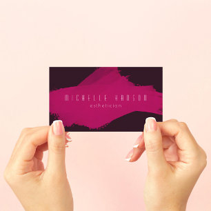 Cartão De Visita Pincel Rosa Mínimo Swash Creative Type Business C