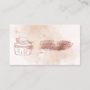 Cartão De Visita Pincelada Brilho Cupcake Aquarela