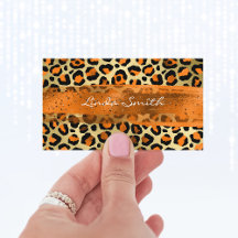 Pincelada de Leopardo com Folha Dourada Laranja