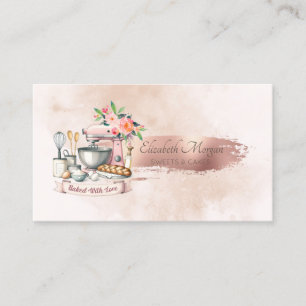 Cartão De Visita Pincelada de Mistura Floral Aquarela