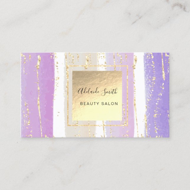 Cartão De Visita pinceladas de cor violeta roxa elegante (Frente)