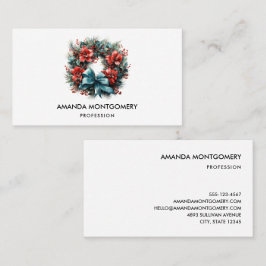 Cartão De Visita Pine Wreath com Holly Christmas