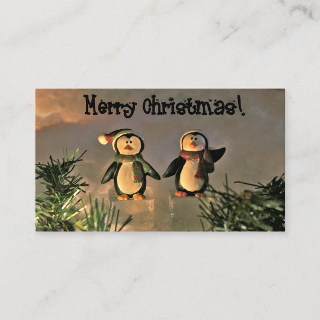 Cartão De Visita Pinguins de Natal (Frente)