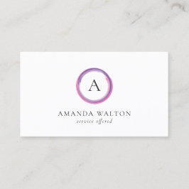 Cartão De Visita Pink and Purple Monogram Modern