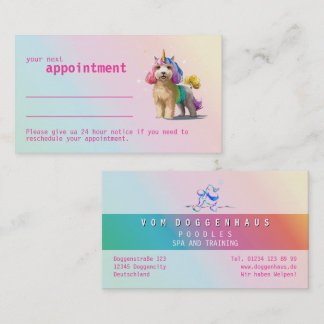Cartão De Visita Pink and Rose Poodle Appointment Reminder  Busines