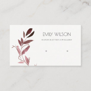 CARTÃO DE VISITA PINK BLUSH FOLIAGE WATERCOLOR EARRY LOGO DE EXIBI