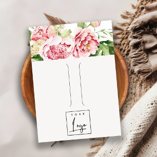 Cartão De Visita Pink Blush Peony Floral Logo Hairclip Display