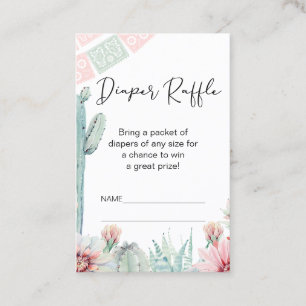 Cartão De Visita Pink Cactus Fiesta Themed Fralda Raffle Insert