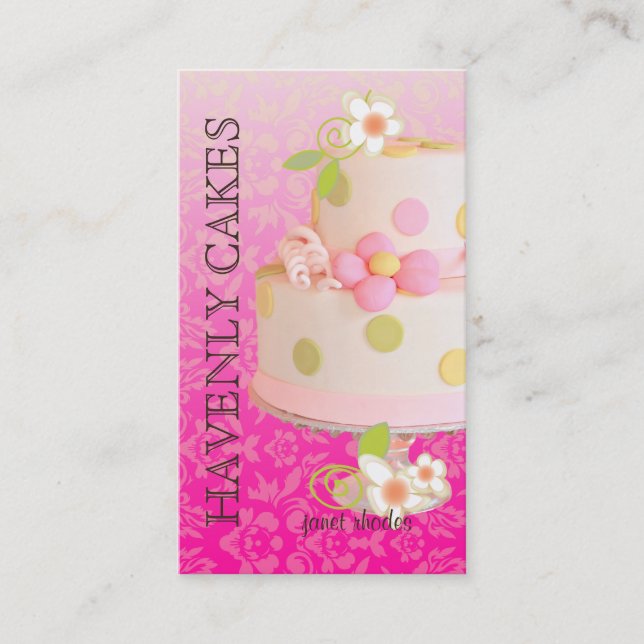 Cartão De Visita Pink + Chocolate Weding Cake/Bakery/pâtisserie (Frente)