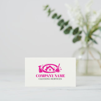 Cartão De Visita Pink Cleaning Service House Professional Cleaning