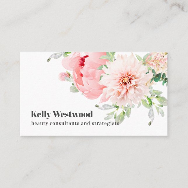 Cartão De Visita Pink Dahlia Flores Eleitor de Beleza Eestrategista (Frente)