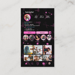 Cartão De Visita Pink de Lista de Cabelos do Instagram Código QR