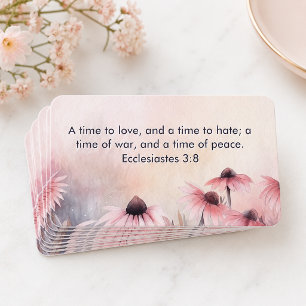Cartão De Visita PINK FLORAL Eclesiastes 3:8 KJV Bíblia Verso