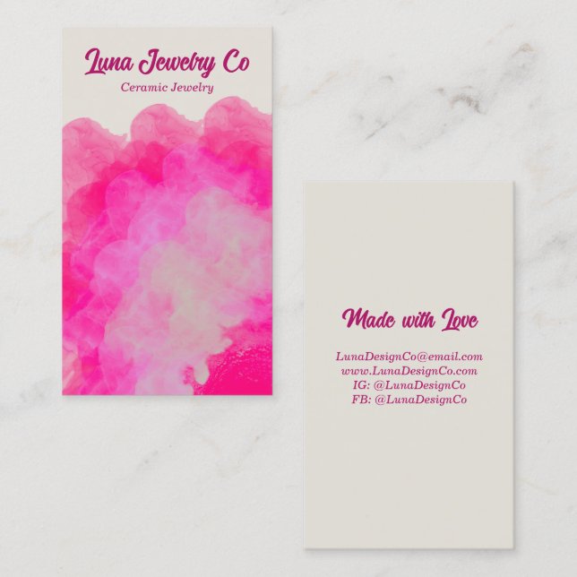 Cartão De Visita Pink Flower Burst Jewelry Craft Business Card (Frente/Verso)