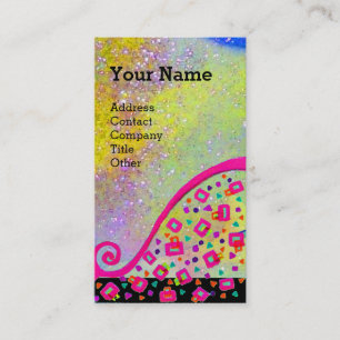 CARTÃO DE VISITA PINK FUCHSIA AMARELO ABSTRATO DECO MONOGRAMA