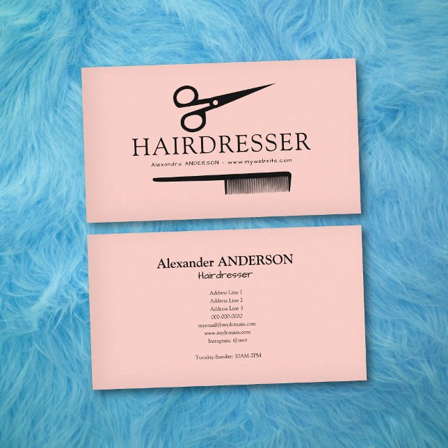 Cartão De Visita Pink Hairdresser (Pink Hairdresser Business Card)