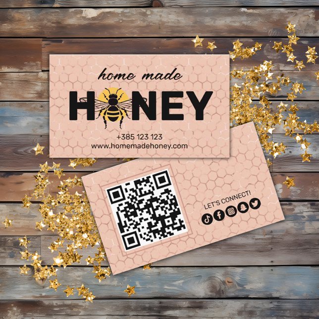 Cartão De Visita Pink Honeycomb Homemade Honey (Criador carregado)