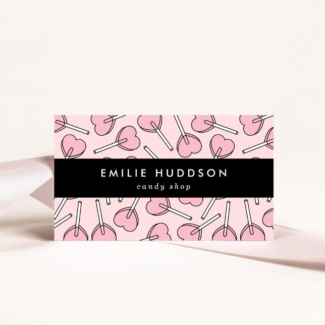 Cartão De Visita Pink Lollipops, Heart Lollipops, Lolly, Candy Shop (Criador carregado)