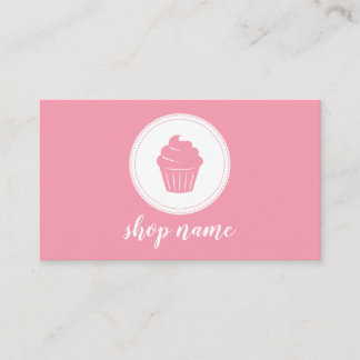 Cartão De Visita Pink Minimalist Cupcake Baker Business Card