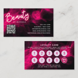 Cartão De Visita Pink Neon & Smoke Lash Salon QR Code Loyalty Card