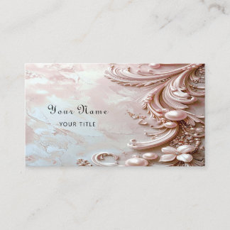 Cartão De Visita Pink Ornate Pearl and Floral Business Card