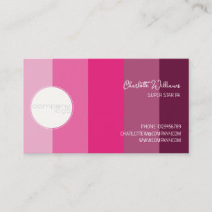 CARTÃO DE VISITA PINK PLUM COLOR MODERN STRIPES ROUND COMPANY LOGO
