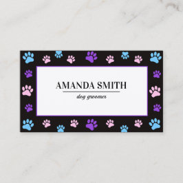 Cartão De Visita Pink Purple Blue Paw Prints Pet Business Card