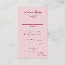 Cartão De Visita Pink Red Modern Mix and Match Wedding RSVP Card