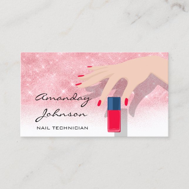 Cartão De Visita Pink-rosa-pigmento vermelho do Nail Artist Studio  (Frente)