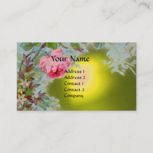 Cartão De Visita PINK ROSES & JASMINES MONOGRAMA GEM PEDRA amarela