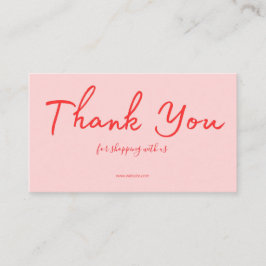 Cartão De Visita Pink Script Thank You Card Made With Love Business