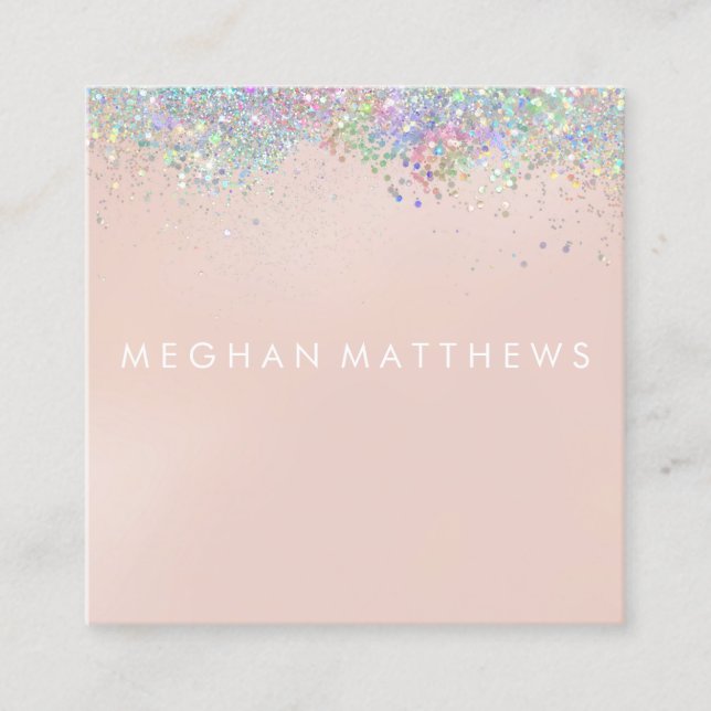 Cartão de visita Pink Sparkle Beauty Stylist Squar (Frente)