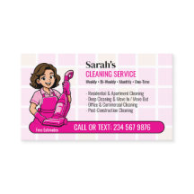 Pink Vácuo Desenho Animado Senhora Limpeza QR Serv