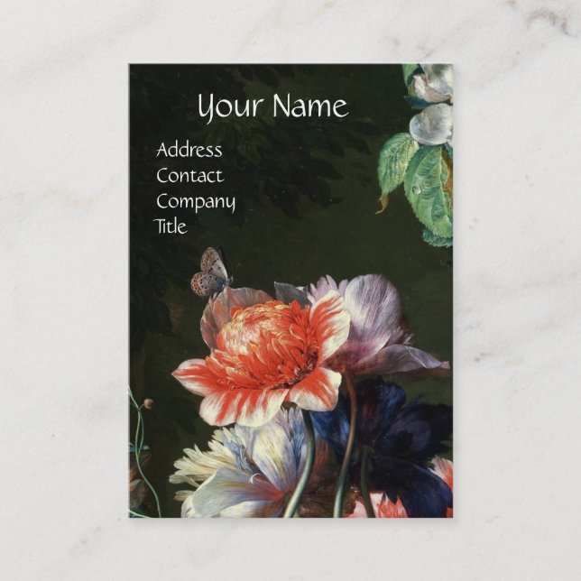 CARTÃO DE VISITA PINK VERMELHOS ANEMONÁRIOS BRANCOS FLORES, MONOGRA (Frente)