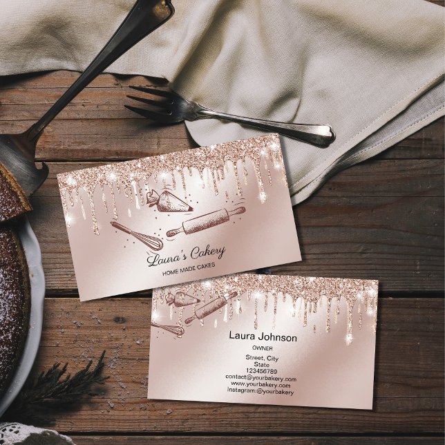 Cartão De Visita pino rolante e cupcake de uísque (Criador carregado)