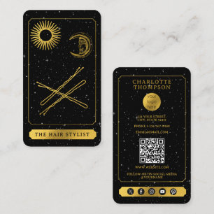 Cartão De Visita Pinos Dourados do Cabelo do Logotipo Tarot Celesti