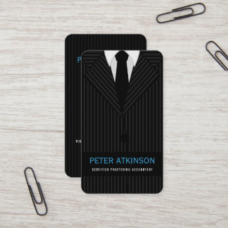 Cartão De Visita Pinstripe de Cinza preto e branco