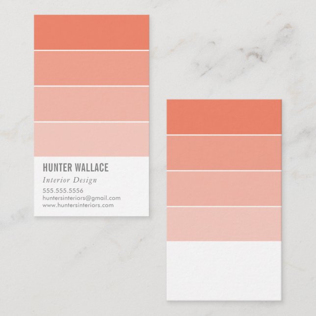 Cartão De Visita PINT SWATCH CHIP moderno decor ombre salmão (Frente/Verso)