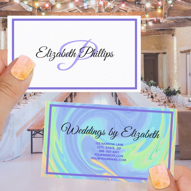 Cartão De Visita Pinta Pintel Púrpura Com Letra Monográfica (Criador carregado)