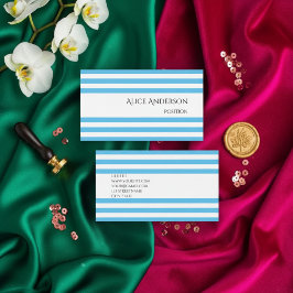 Cartão De Visita Pintinho Simples Blue Stripes Geométrico Chic