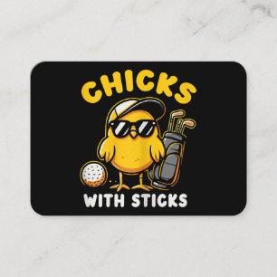 Cartão De Visita Pintinhos Com Sticks Golfer Girl Gol