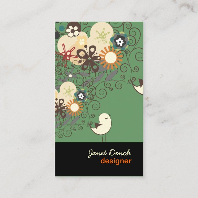 Cartão De Visita PINTINHOS RETRO PixDezines+SPIRALS/Cores DIY! (Frente)