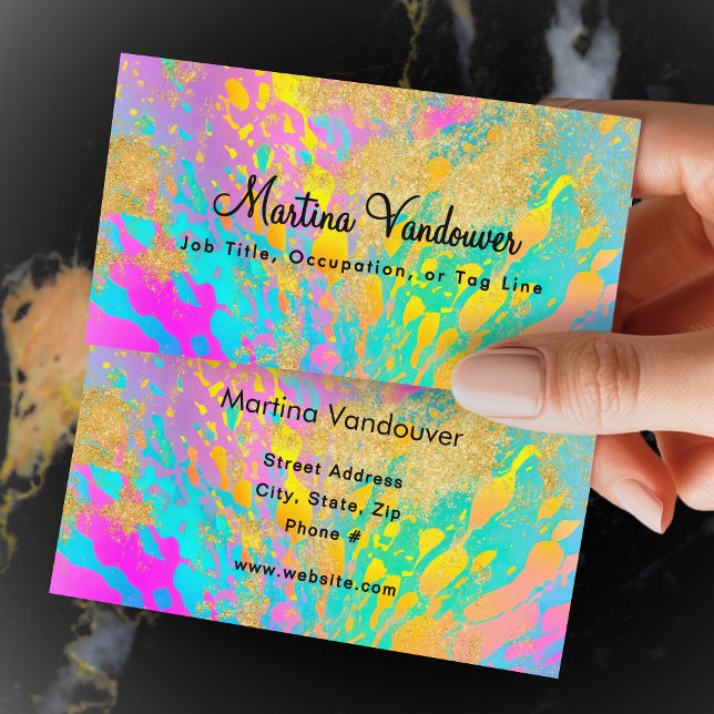 Cartão De Visita Pintões Coloridos Brilhantes e Negros (Bright and Bold Colorful Paint Splatters Business Card)