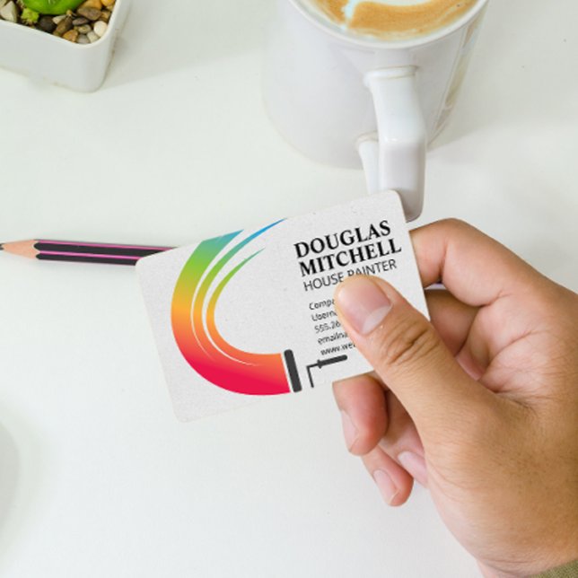 Cartão De Visita Pintor de Casa | Cilindro de tinta (Criador carregado)